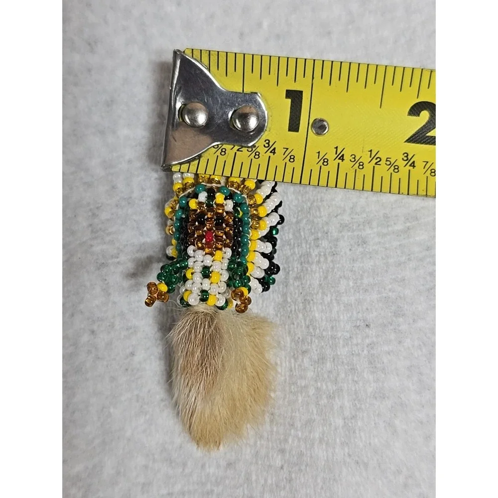 Vtg 1970's Beaded Rabbit Foot Doll Native American Beadwork Souvenir Indigenous